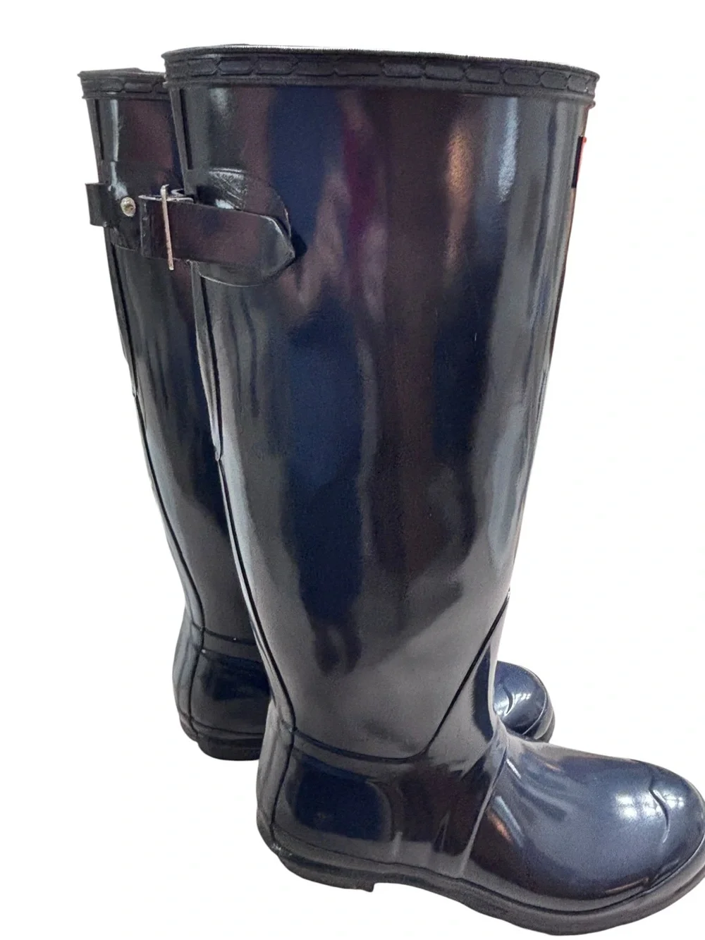 Hunter Original Tall Gloss Navy Wide Calf Rain Boots Women’s Size 9